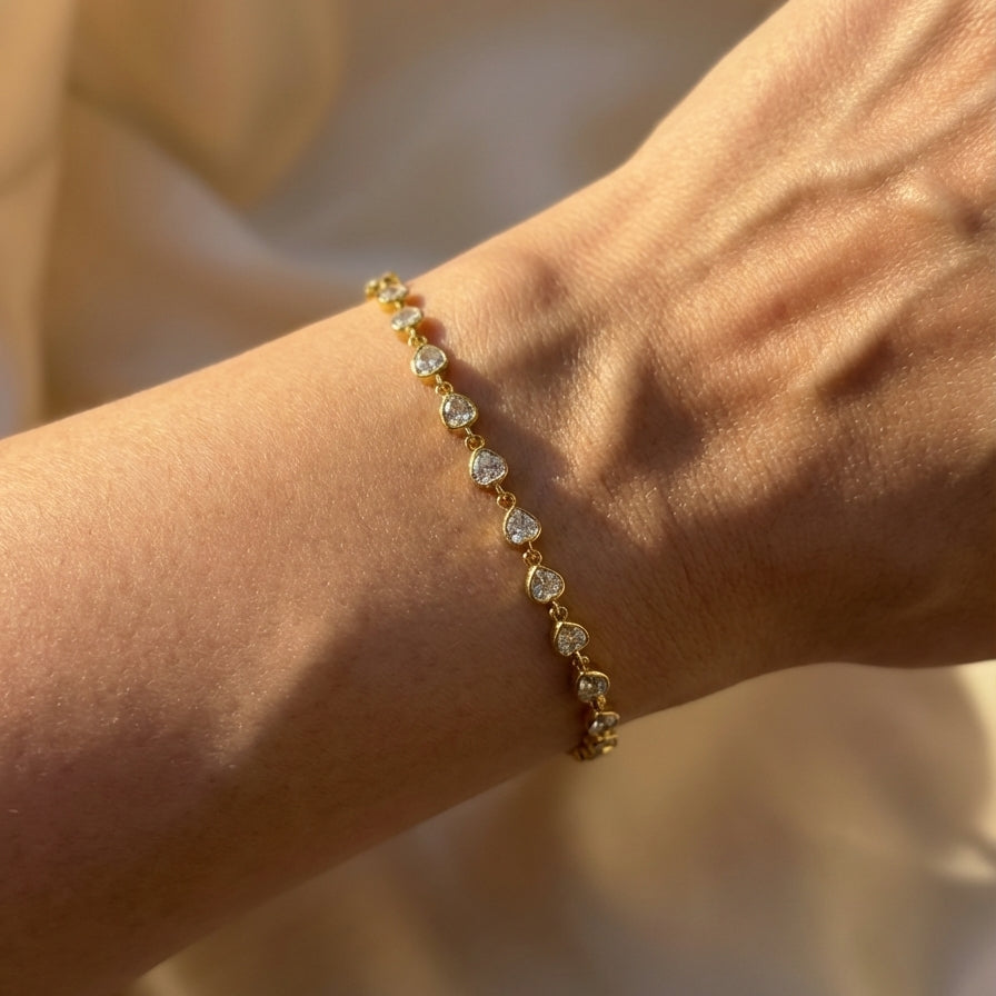 Gümüş | Kalp Taşlı Bileklik