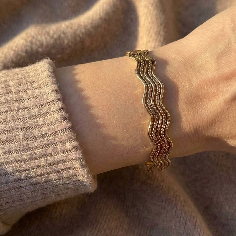 Çelik | Wave Kelepçe Bilezik