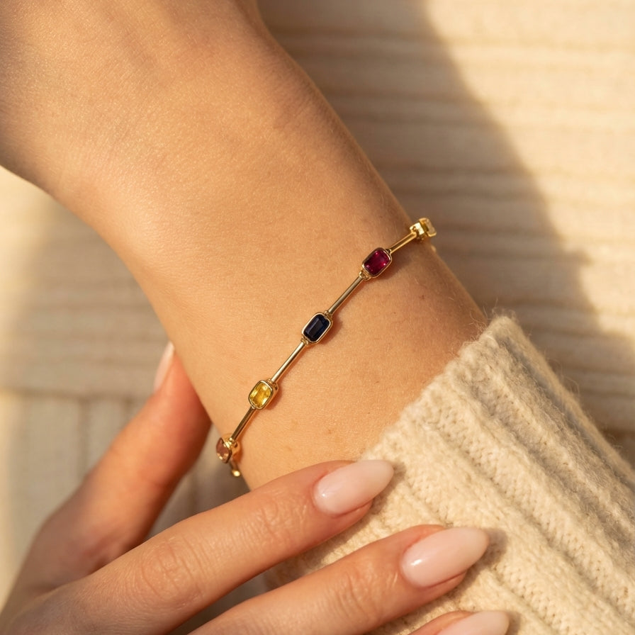 Gümüş | Mosaica Renkli Taşlı Bileklik