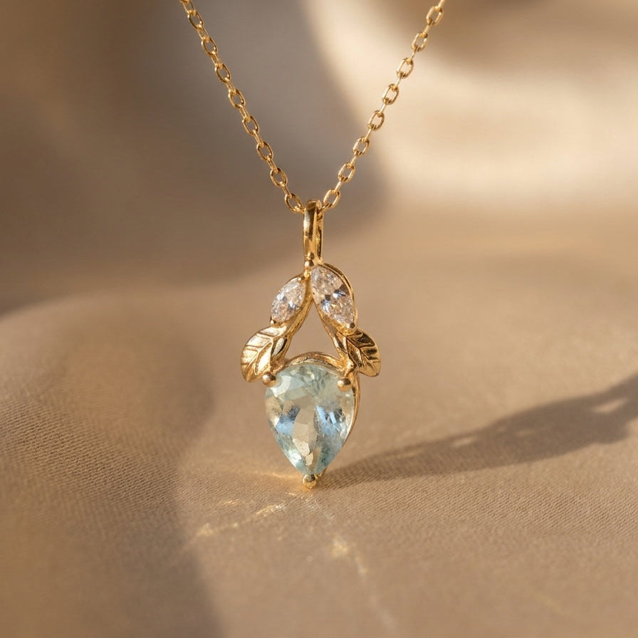 Gümüş | Serena Aquamarine Doğal Taşlı Kolye