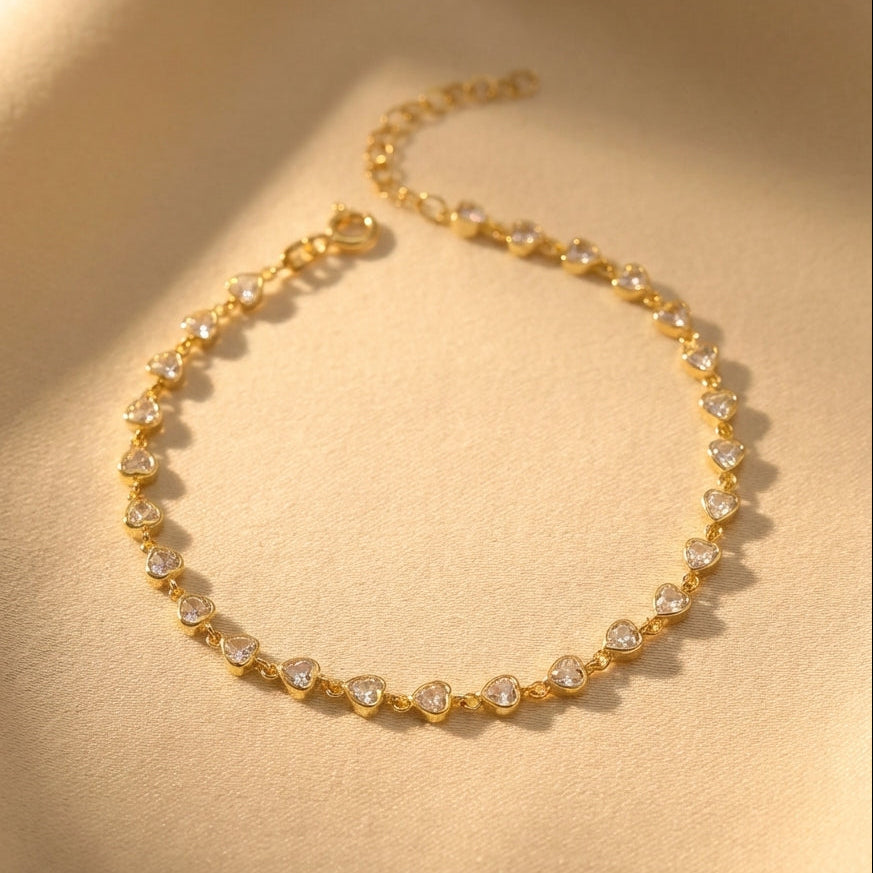 Gümüş | Kalp Taşlı Bileklik