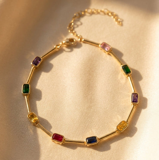 Gümüş | Mosaica Renkli Taşlı Bileklik