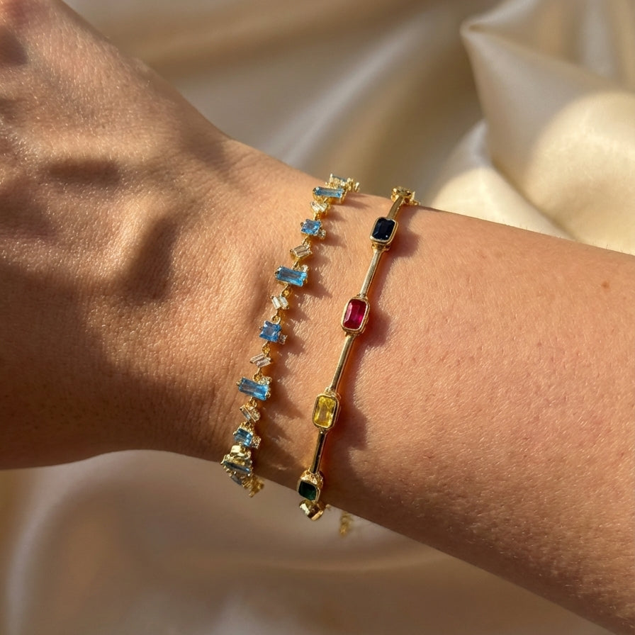 Gümüş | Mosaica Renkli Taşlı Bileklik