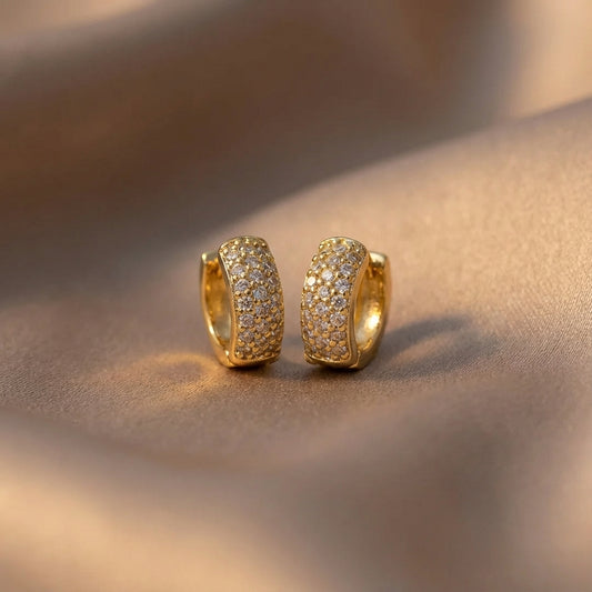 Çelik | Pave Mini Halka Küpe