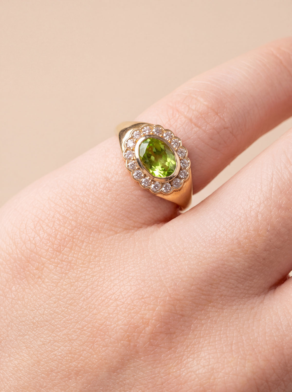 Rosette Doğal Peridot Taşlı Yüzük