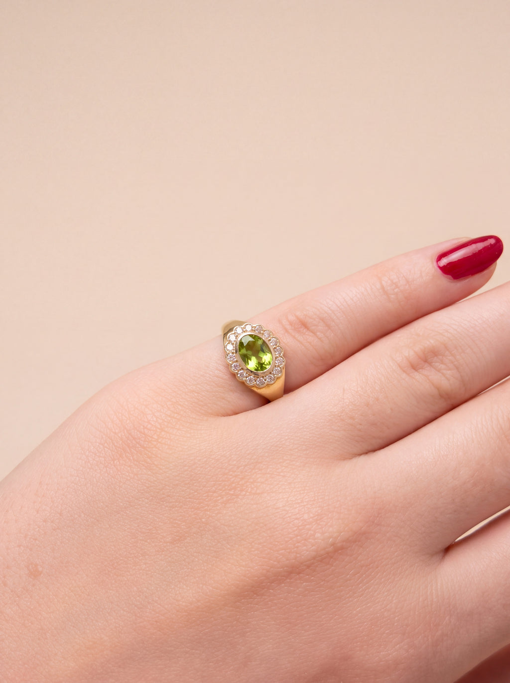 Rosette Doğal Peridot Taşlı Yüzük