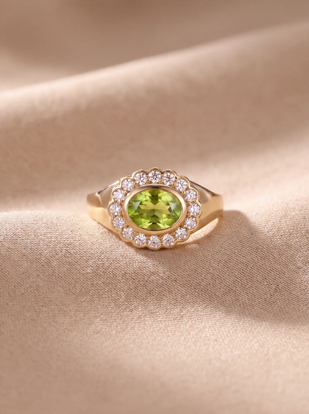 Rosette Doğal Peridot Taşlı Yüzük