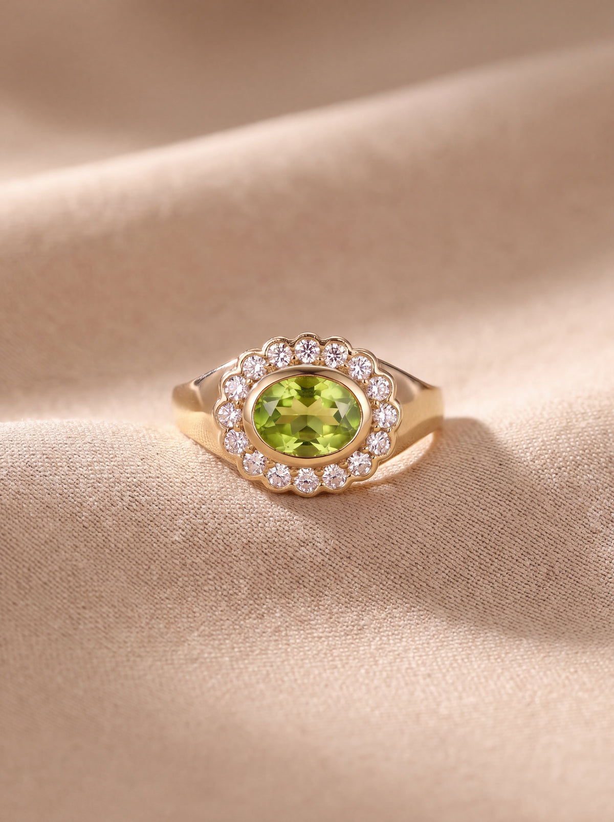 Rosette Doğal Peridot Taşlı Yüzük